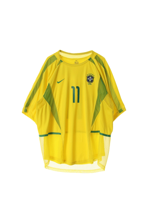 나이키 (Man - XL) 자수 스우시 로고 드라이핏 브라질 11 호나우지뉴 축구 유니폼 반팔 티셔츠
