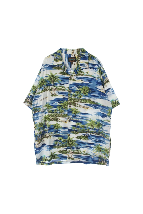 USA (Man - L) 레이온 하와이안 패턴 반팔 셔츠